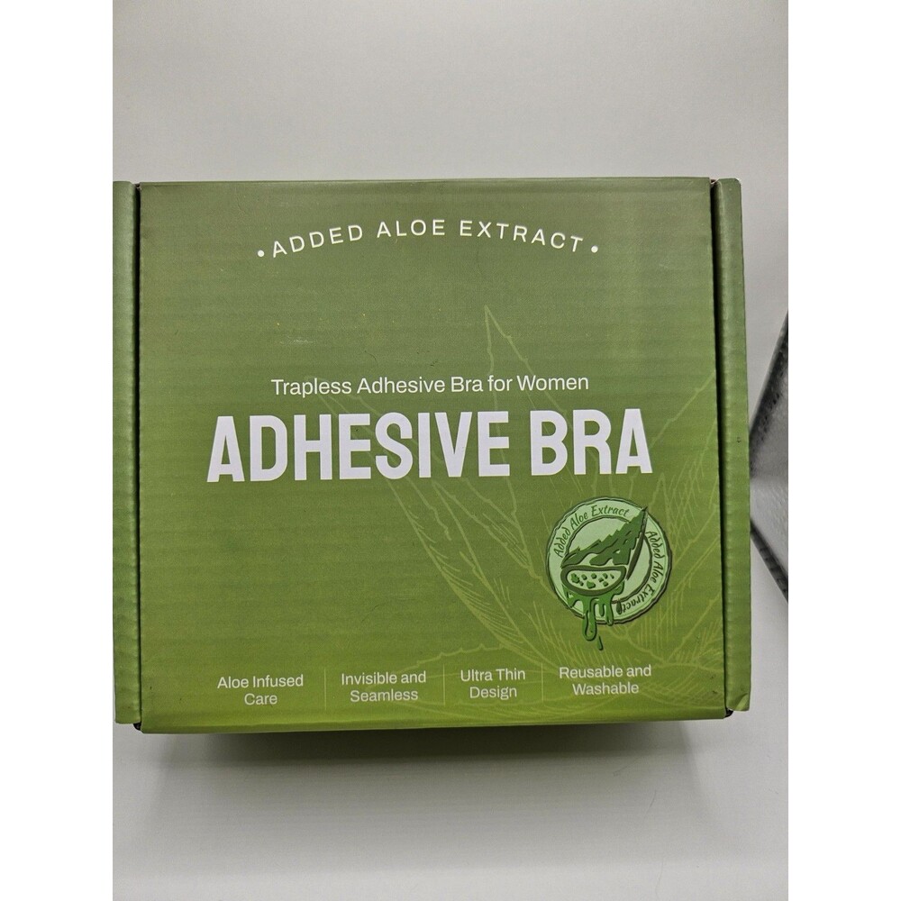 Women’s Strapless Adhesive Bra M Green Added Aloe Extract Seamless Reusable